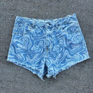 Almost Famous Blue Swirl Jean Shorts
